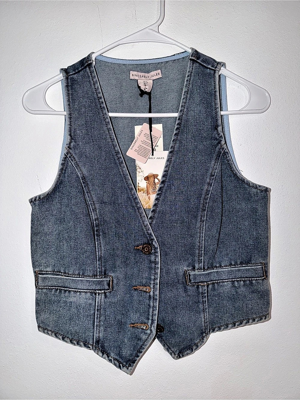 Free People Denim Vest in Blue NWT